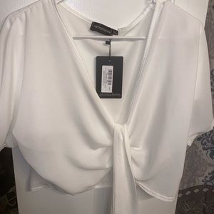 White crop top blouse